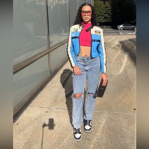 Bershka faux leather racing jacket